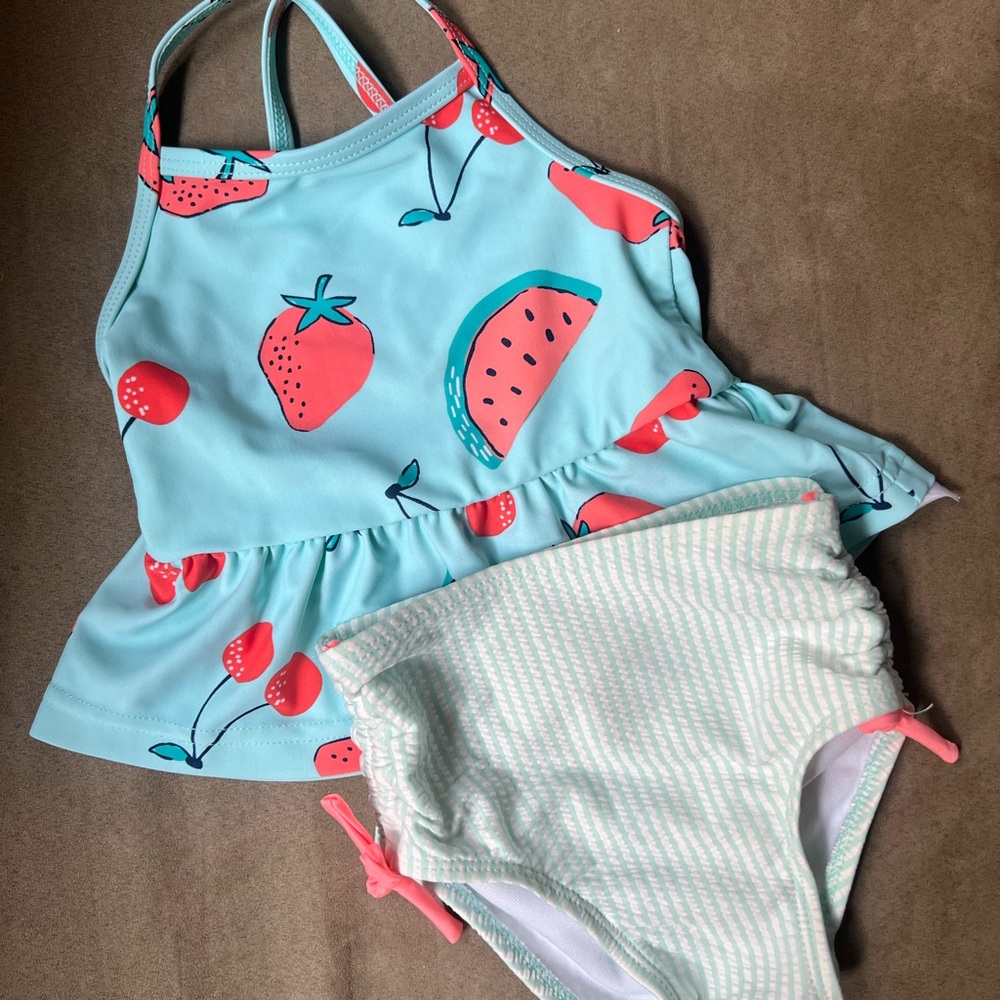 BOGO 🎊 Carter’s/Cat & Jack Kids Swimsuits - Aqua and Coral Fruit Print